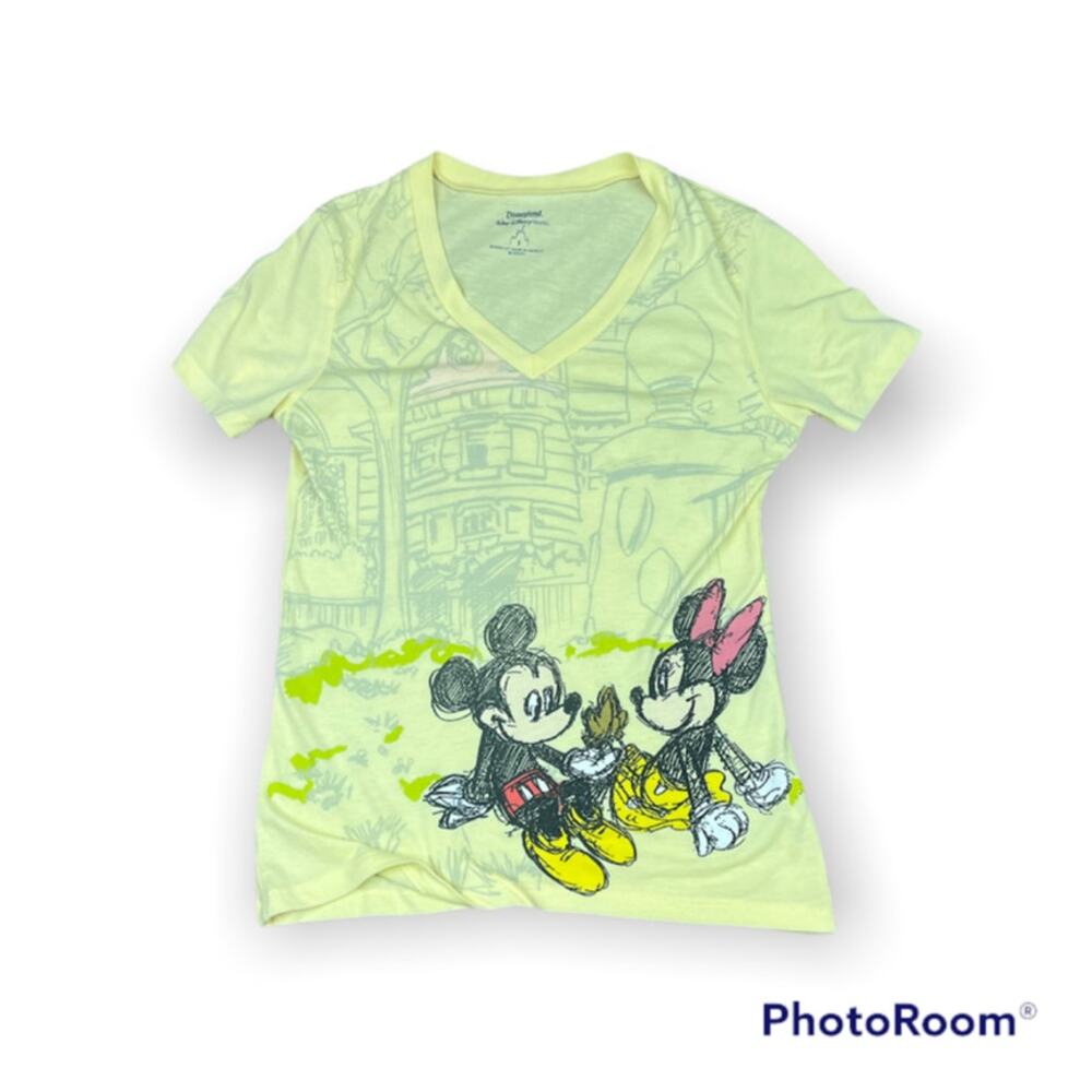 Walt Disney World | Vintage  Mickey & Minnie Mouse Love T-Shirt Yellow | Small